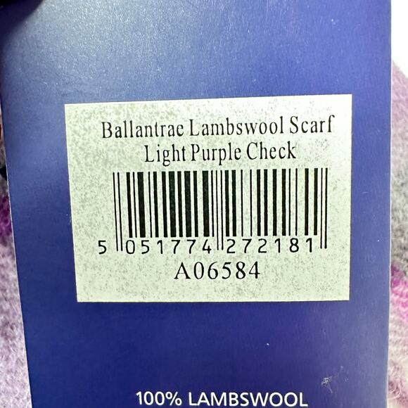 Ballantrae Edinburgh Lambswool Purple Plaid Scarf NWT 64 X 9.75 - Picture 6 of 7